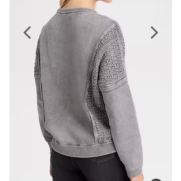 Pure Jill Elements Bohemian Stonewashed Textured Sweater. light grey smoke. Size - Picture 2 of 9